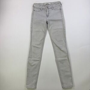 Abercrombie & Fitch Super Skinny Jeans Womens 00 W24 Light Grey Stretch Low Rise